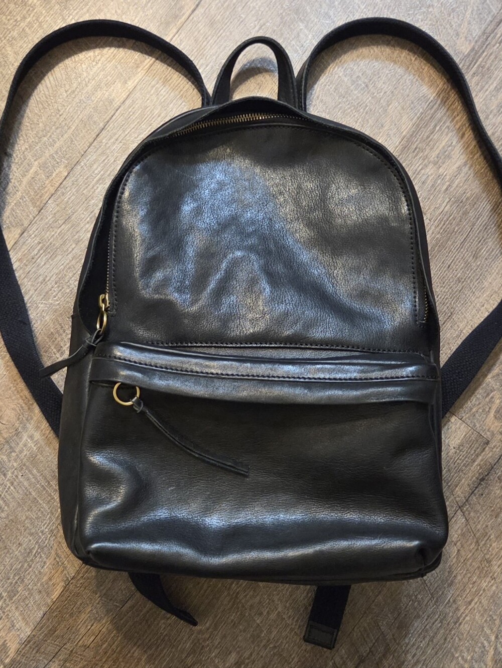 Madewell Lorimer Italian True Black Leather Medium Backpack